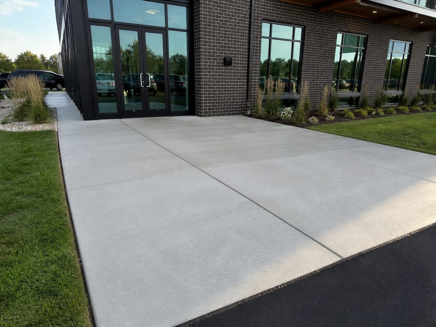 Polished residential concrete installation in Lee's Summit, MO — finished driveway and approach